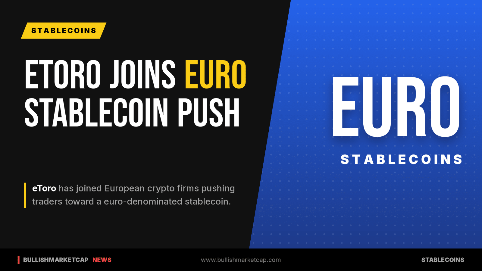 eToro Joins European Crypto Push For Euro Stablecoin