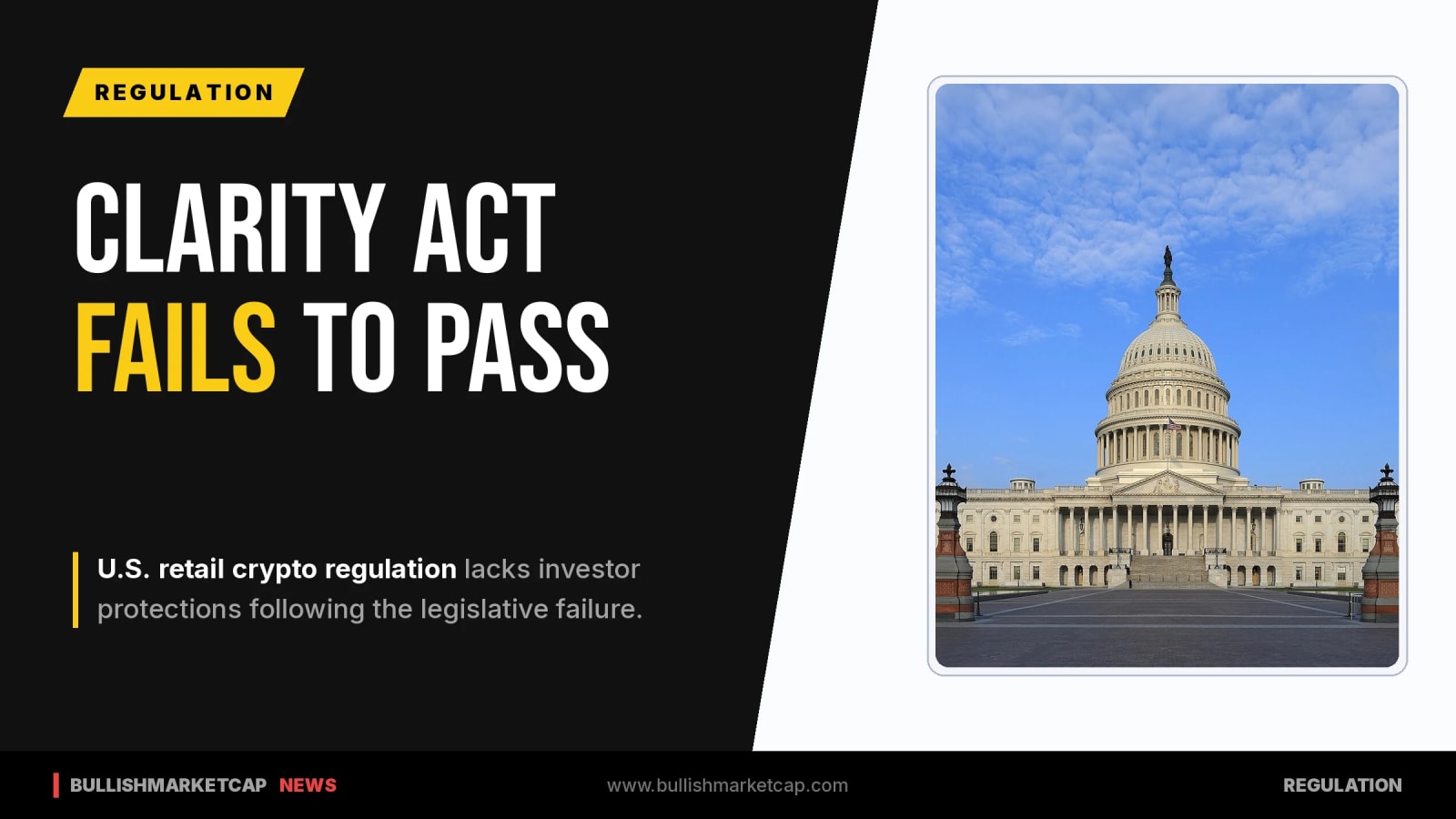 US Retail Crypto Lacks Protections After CLARITY Act Fails