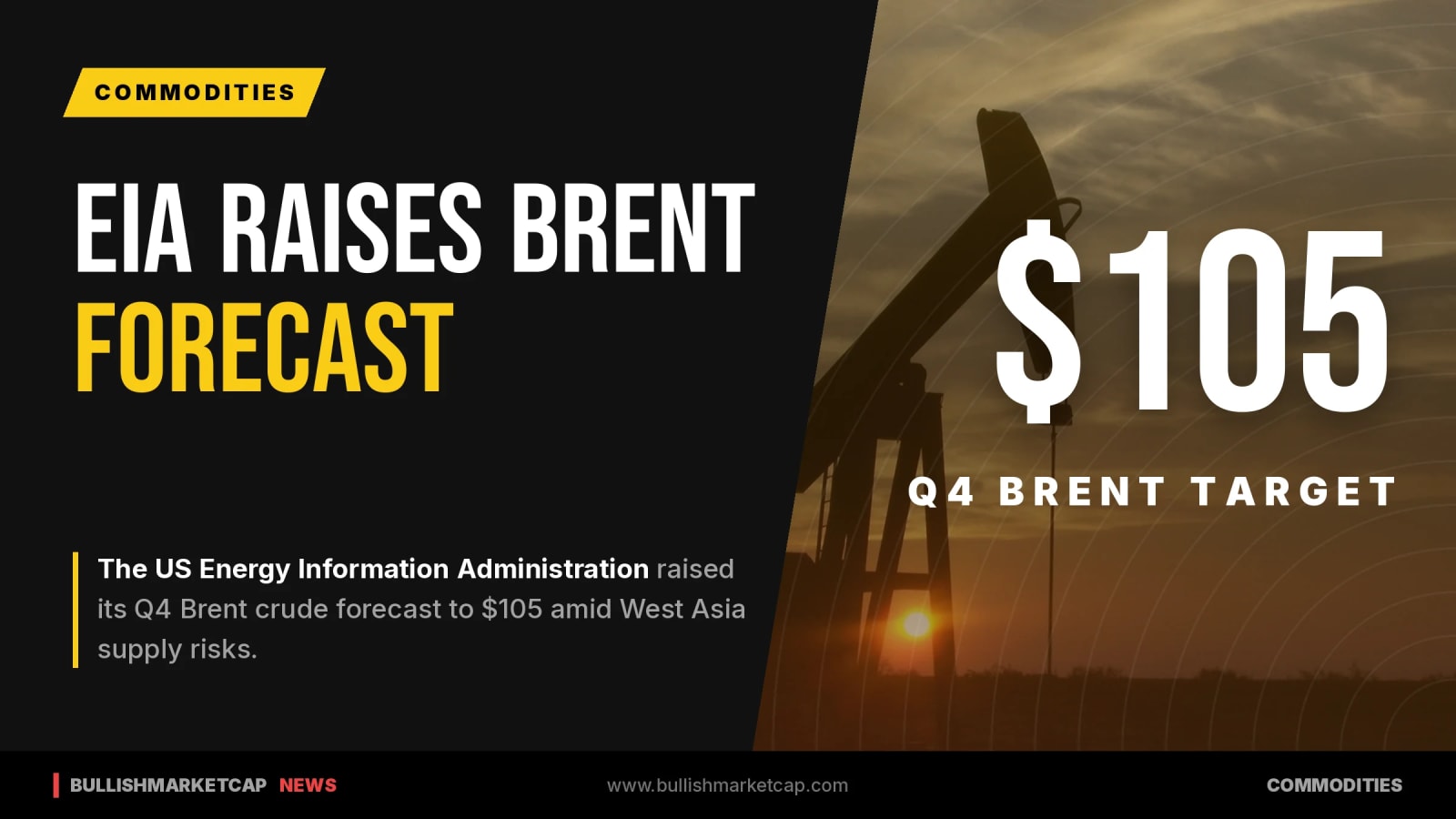 US EIA Raises Q4 Brent Crude Forecast To $105