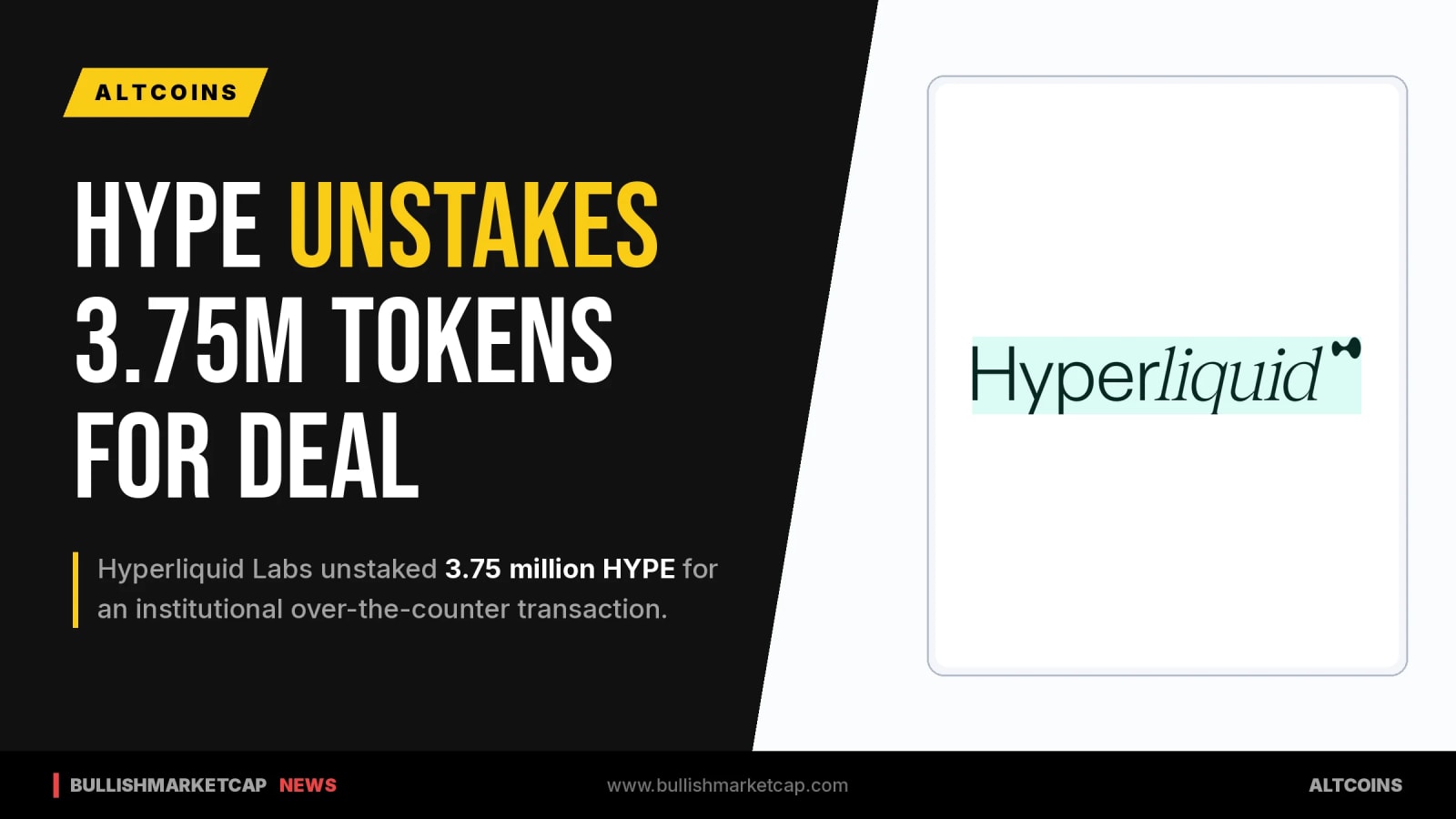 Hyperliquid Labs Unstakes 3.75M Hype For Deal