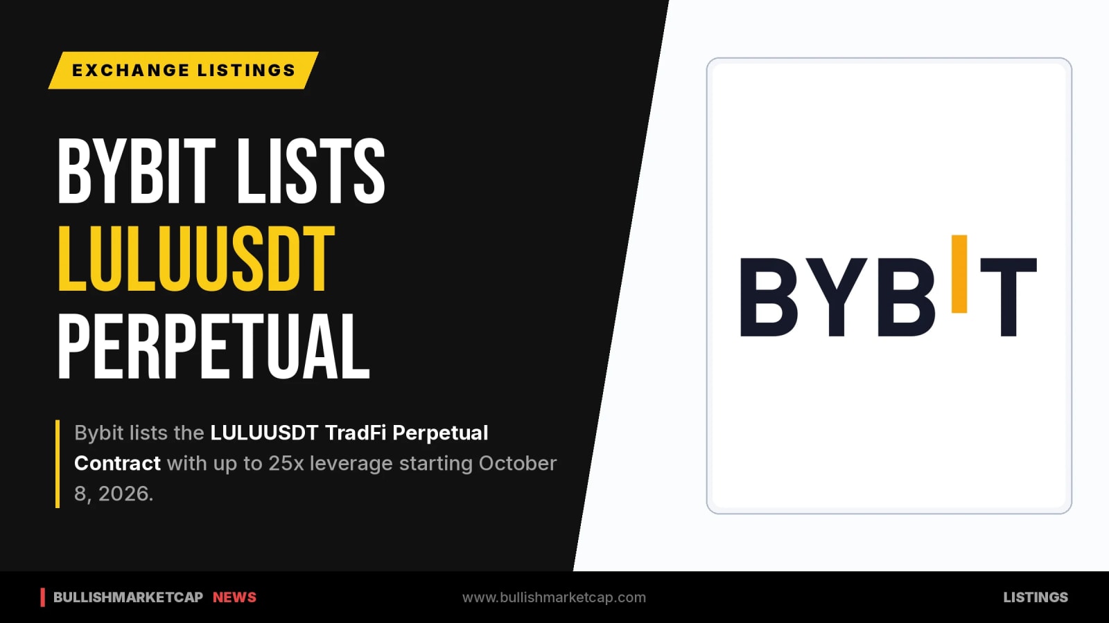 Bybit Lists LULUUSDT TradFi Perpetual Contract With 25x Leverage