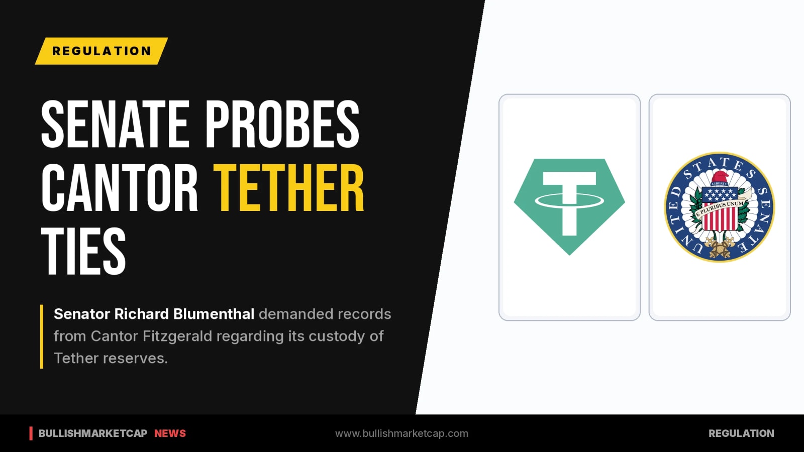 Senator Blumenthal Probes Cantor Fitzgerald Ties to Tether