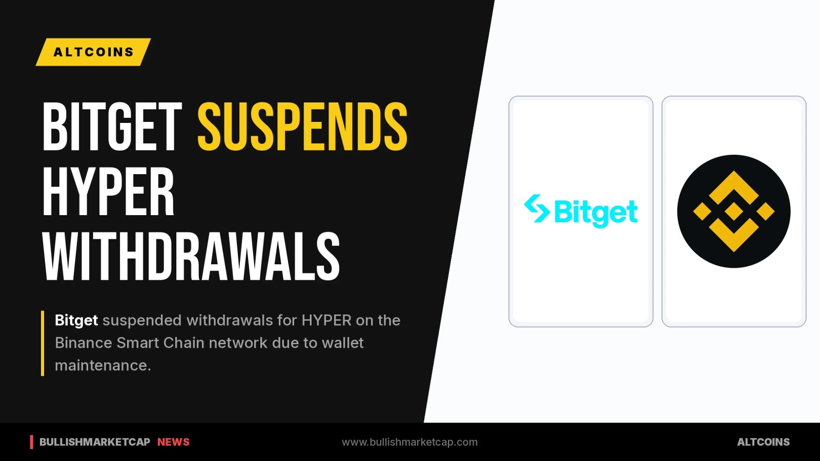 Bitget Suspends HYPER Withdrawals on Binance Smart Chain