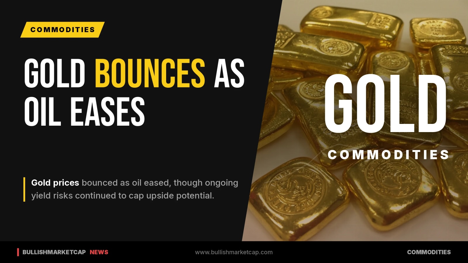Gold Bounces on Easing Oil Prices While Yield Risk Caps Gains