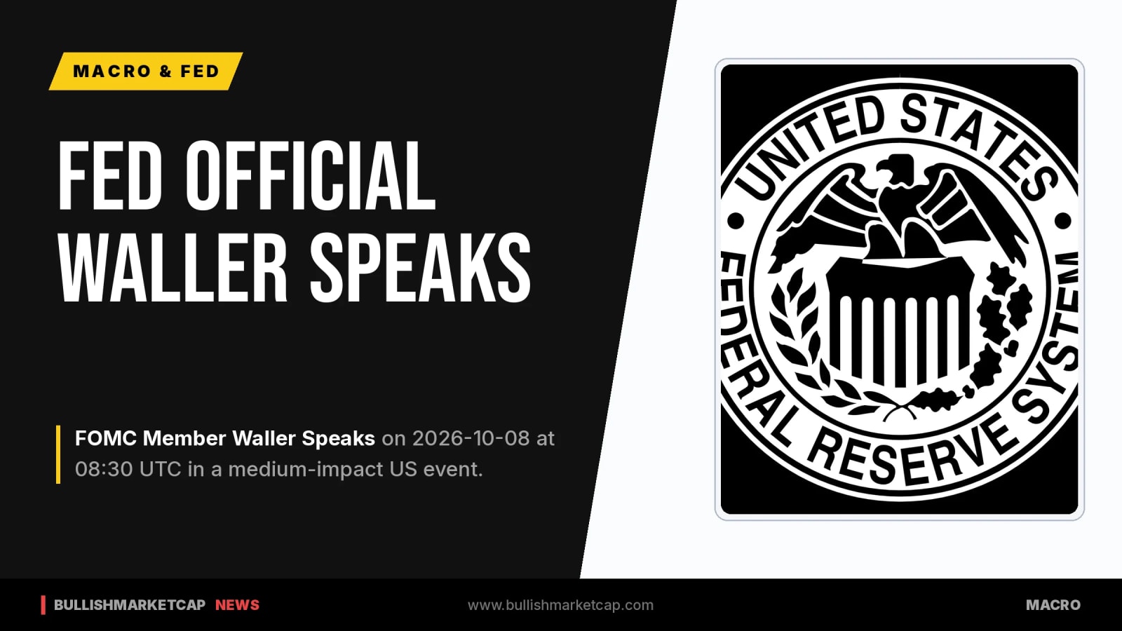 Fed's Waller Prepares Speech Ahead of US Markets