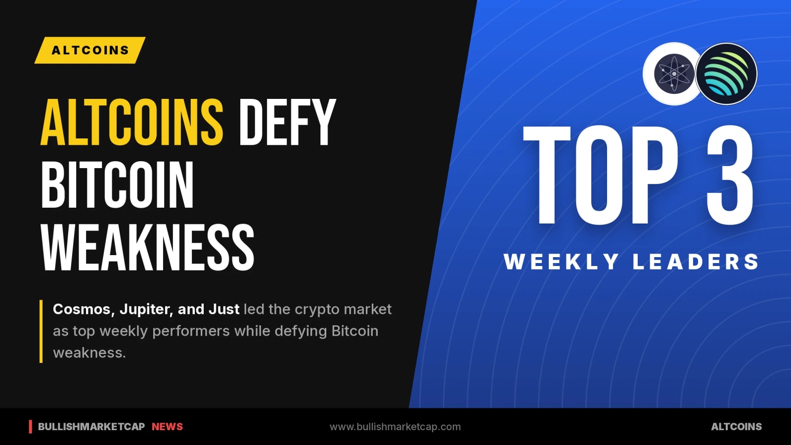 ATOM, JUP and JUST Lead Weekly Crypto Performers