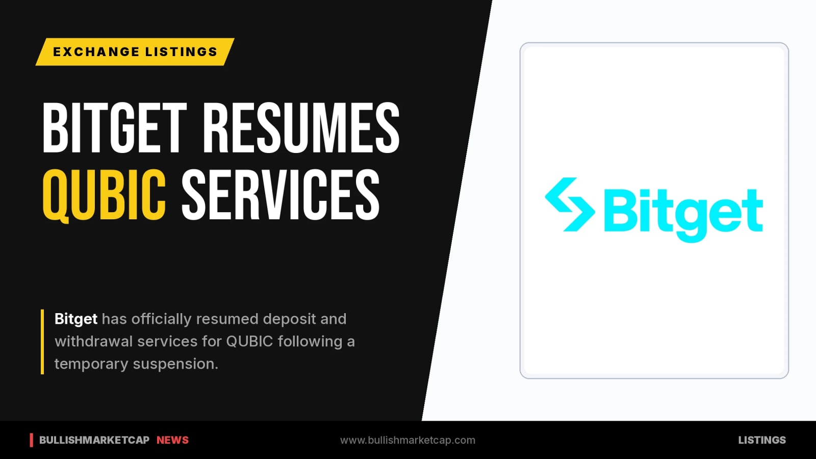 Bitget Resumes QUBIC Deposits and Withdrawals