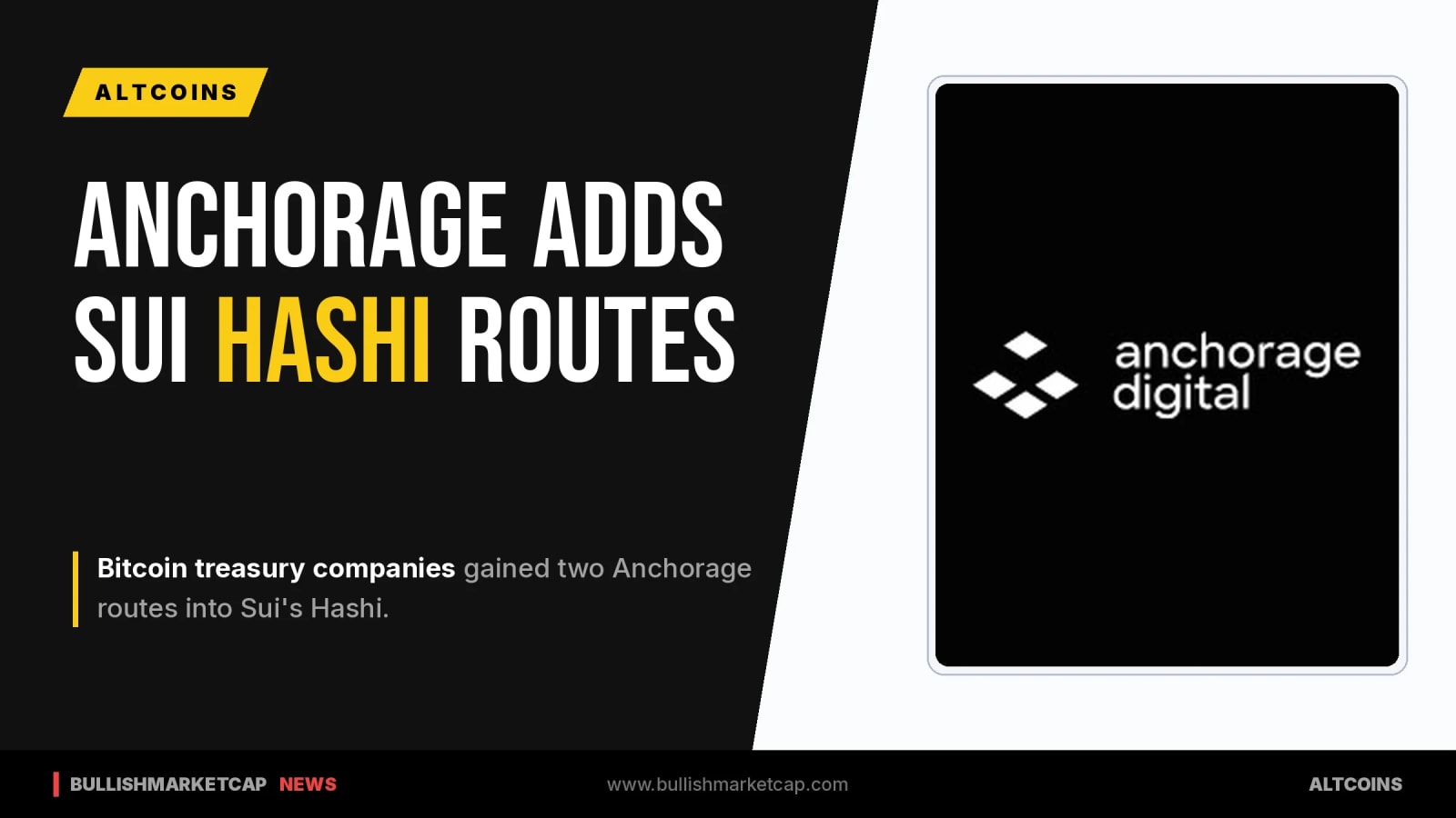 Anchorage Adds Two Sui Hashi Routes For Treasuries