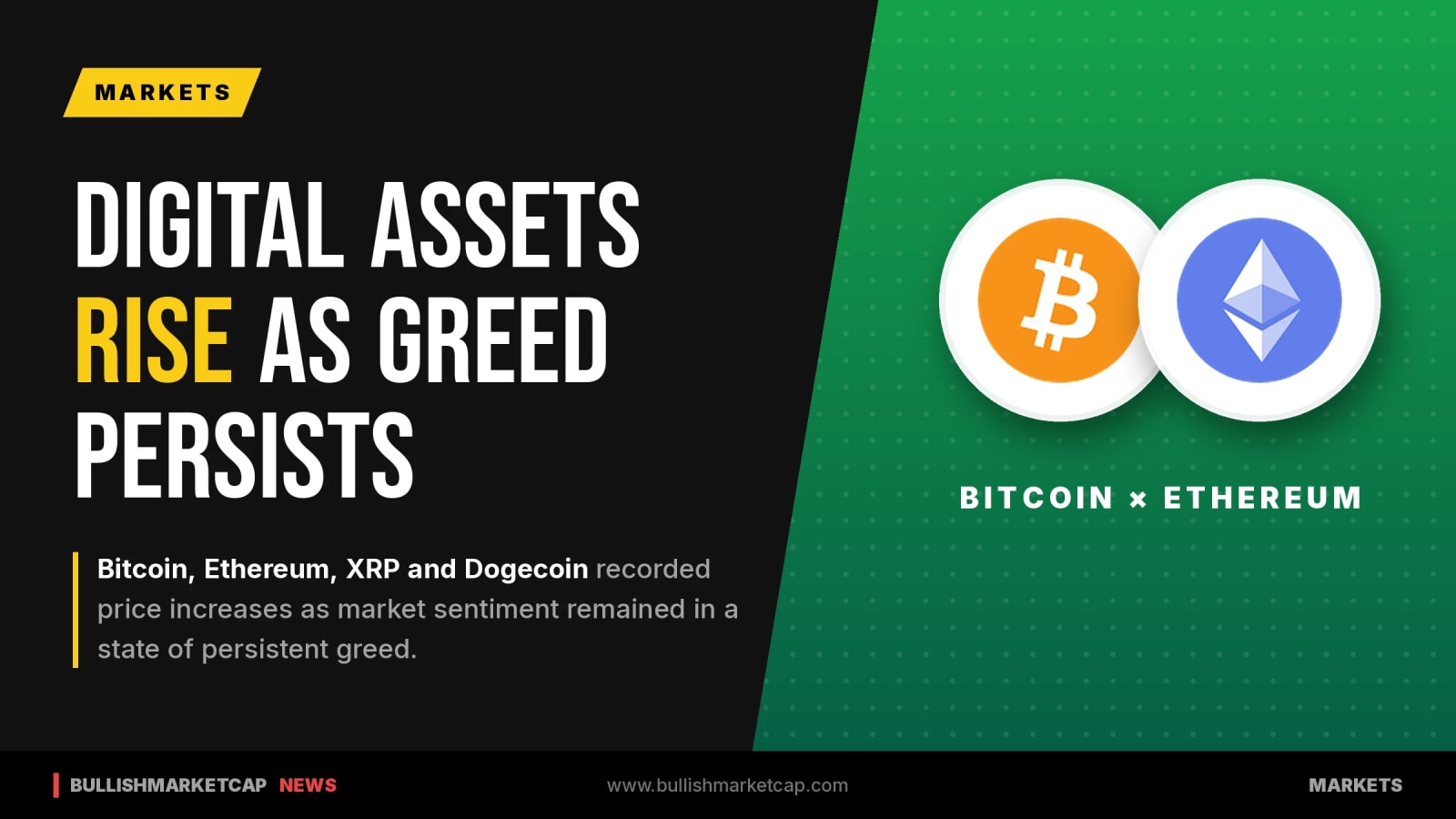 Bitcoin, Ethereum, XRP And Dogecoin Rise Amid Greed