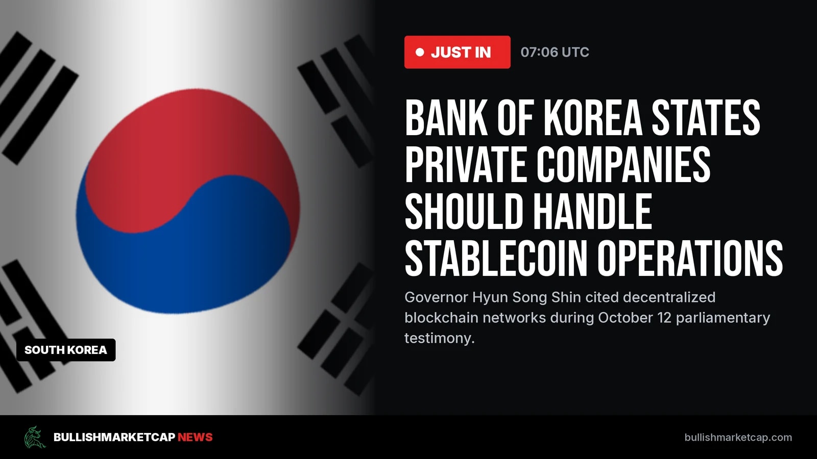 Bank of Korea Rules Out Direct Stablecoin Operations