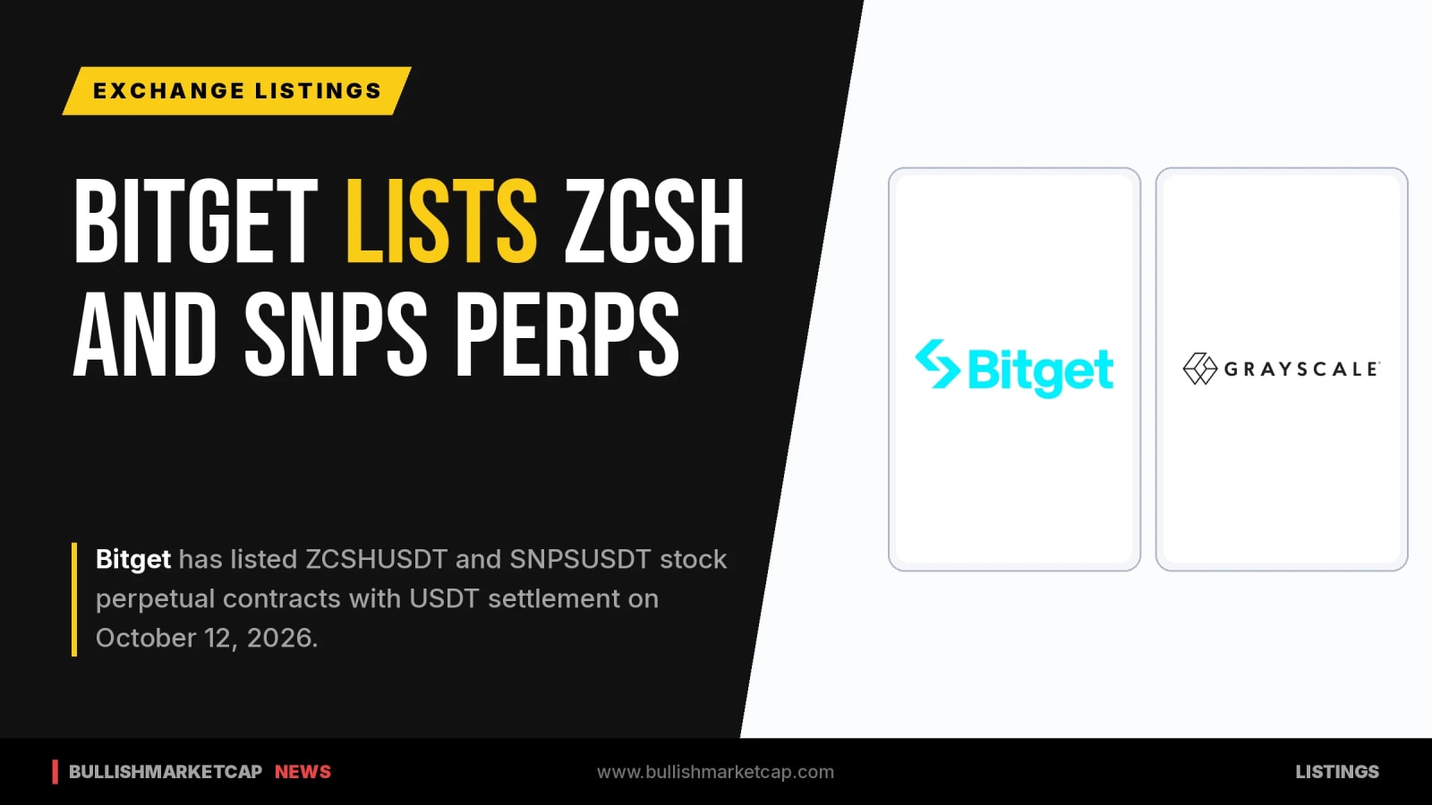 Bitget Lists ZCSH and SNPS Stock Perpetual Contracts
