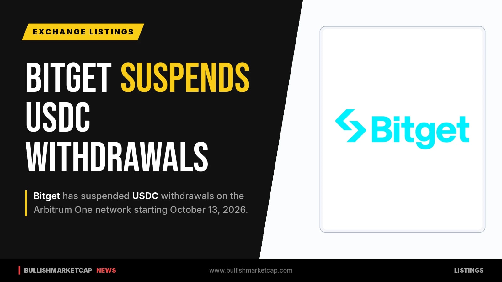 Bitget Suspends USDC Withdrawals on Arbitrum One