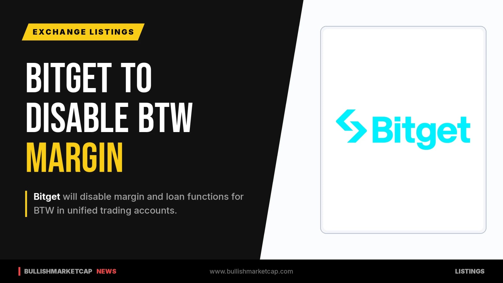 Bitget To Disable Margin And Loan Functions For BTW