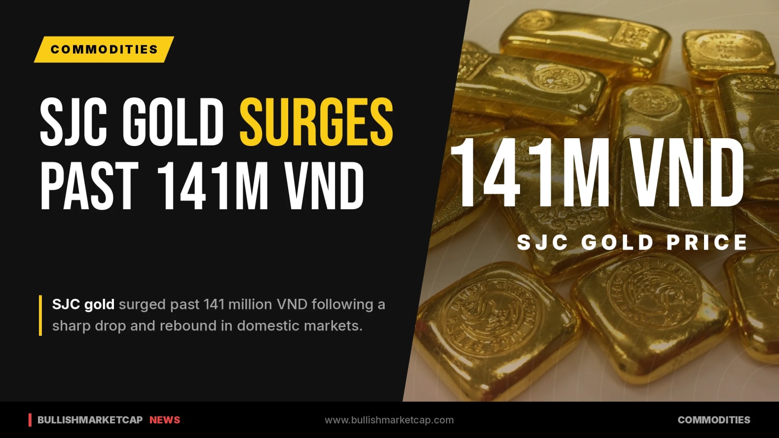 SJC Gold Surges Past 141 Million VND After Rebound