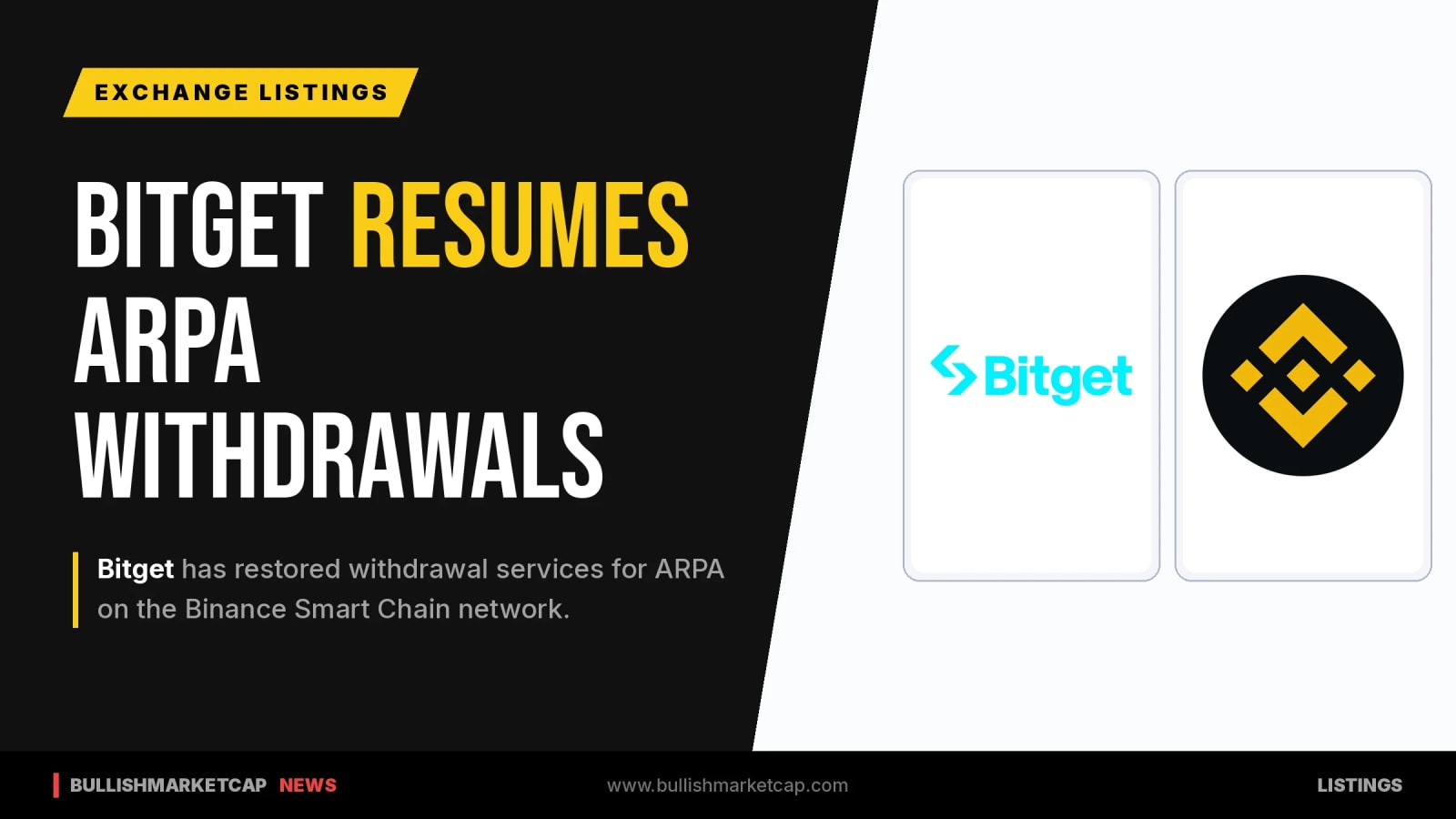 Bitget Resumes ARPA Withdrawals on Binance Smart Chain
