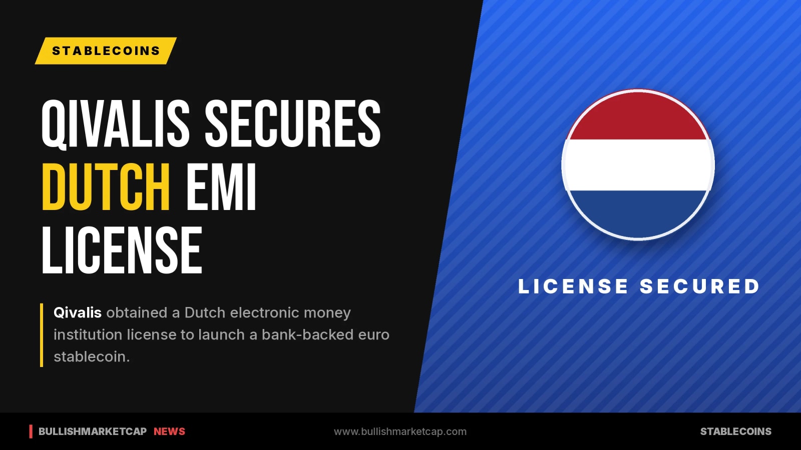 Qivalis Secures Dutch EMI License for Euro Stablecoin