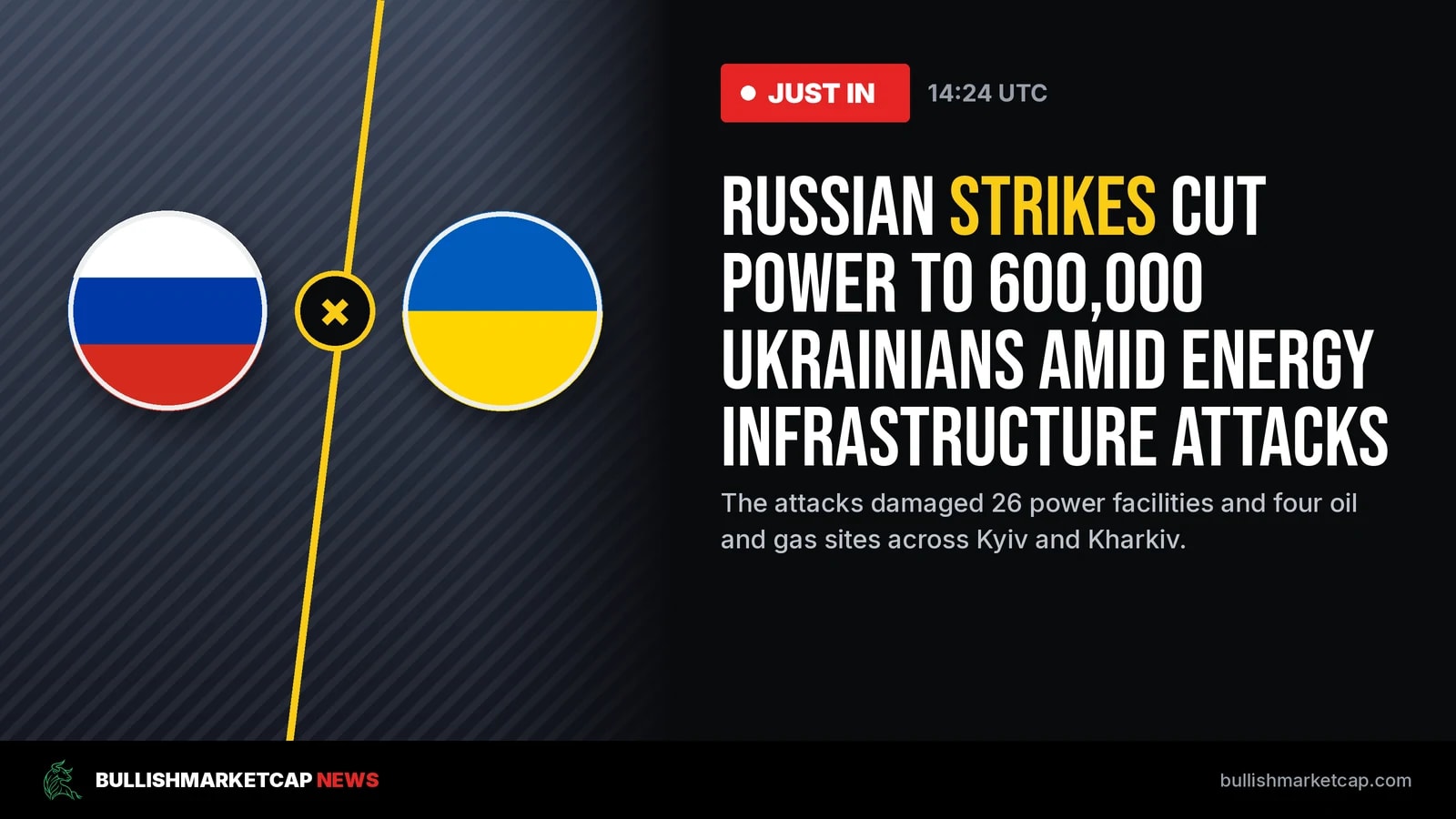 Russian Strikes Cut Power to 600,000 Ukrainians