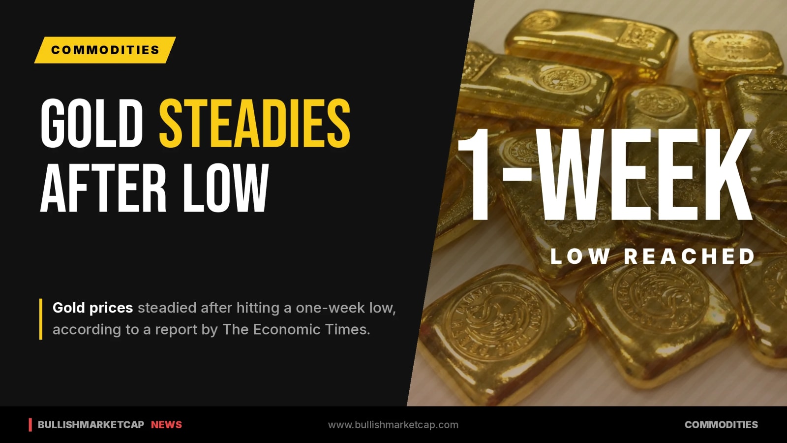 Gold Steadies After Reaching One-Week Low