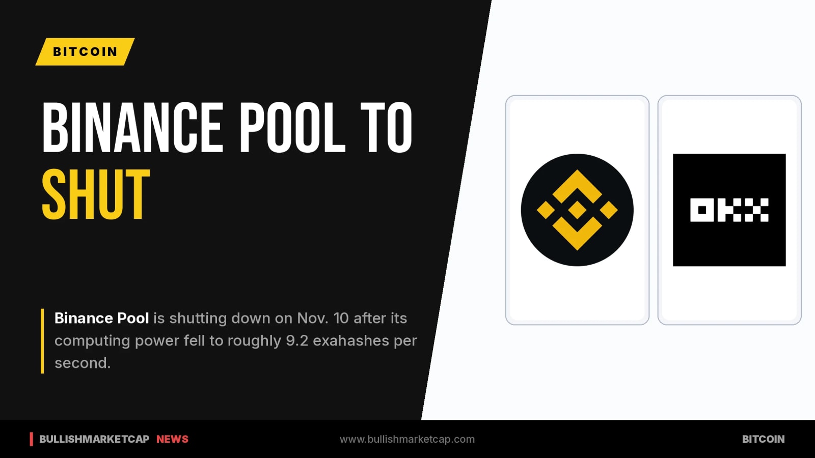 Binance Pool To Shut Down After Hashrate Plunges 65%