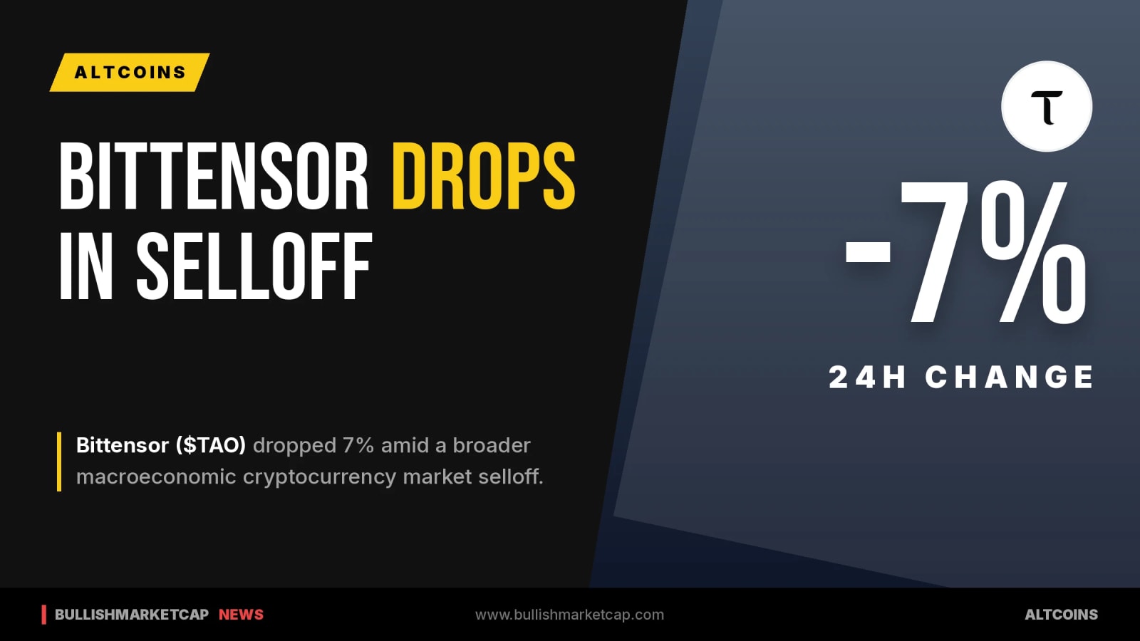Bittensor Drops 7% Amid Macro-Driven Crypto Selloff