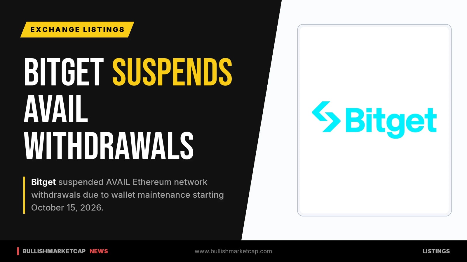 Bitget Suspends AVAIL Ethereum Network Withdrawals