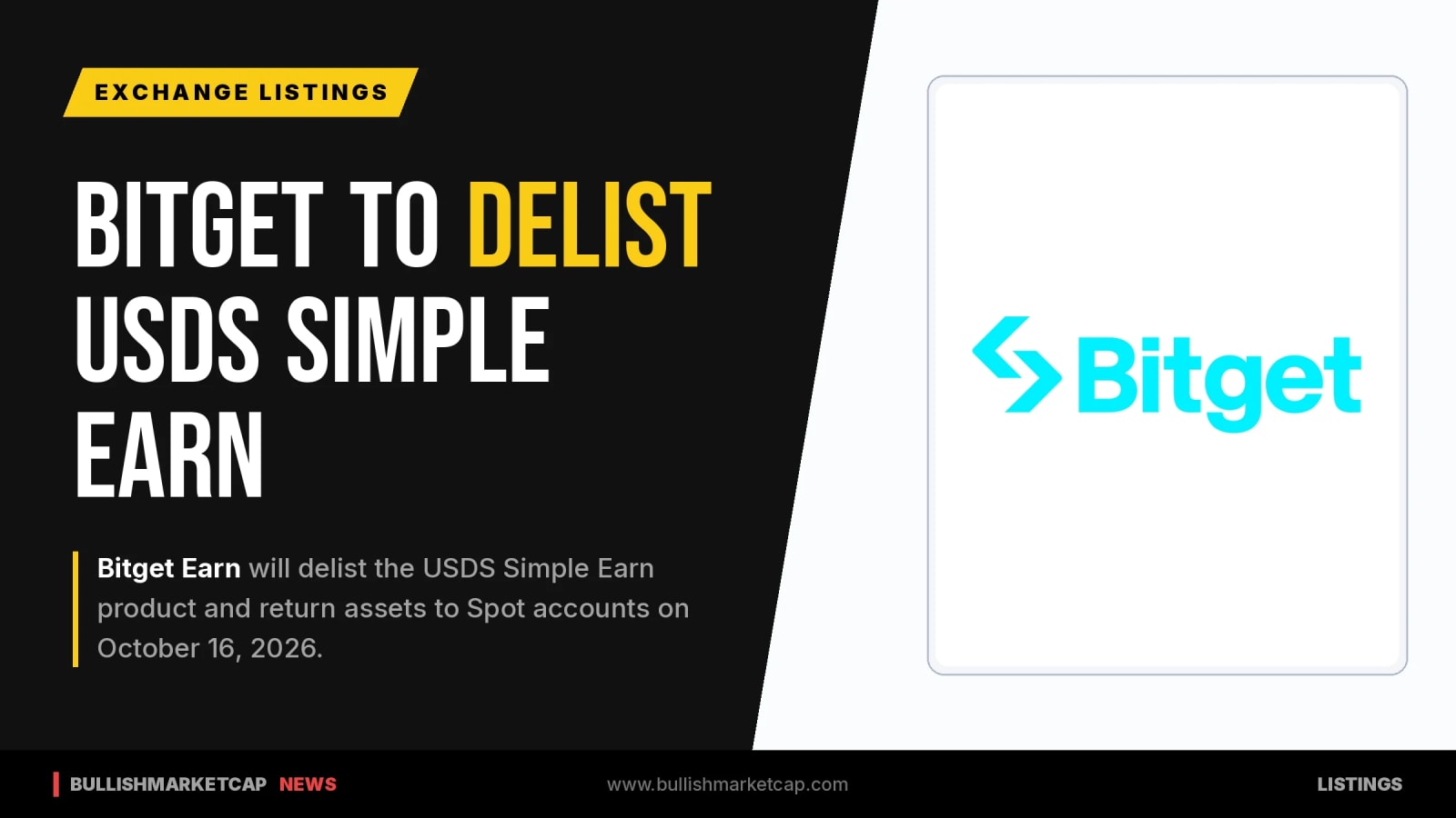 Bitget to Delist USDS Simple Earn Product