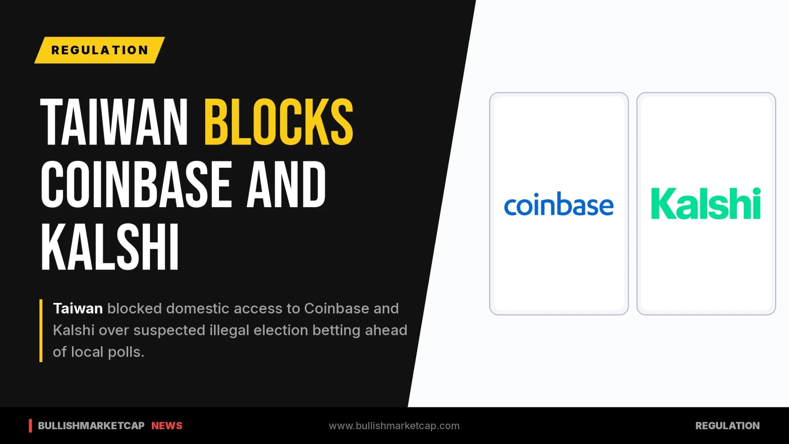 Taiwan Blocks Coinbase and Kalshi Over Election Betting