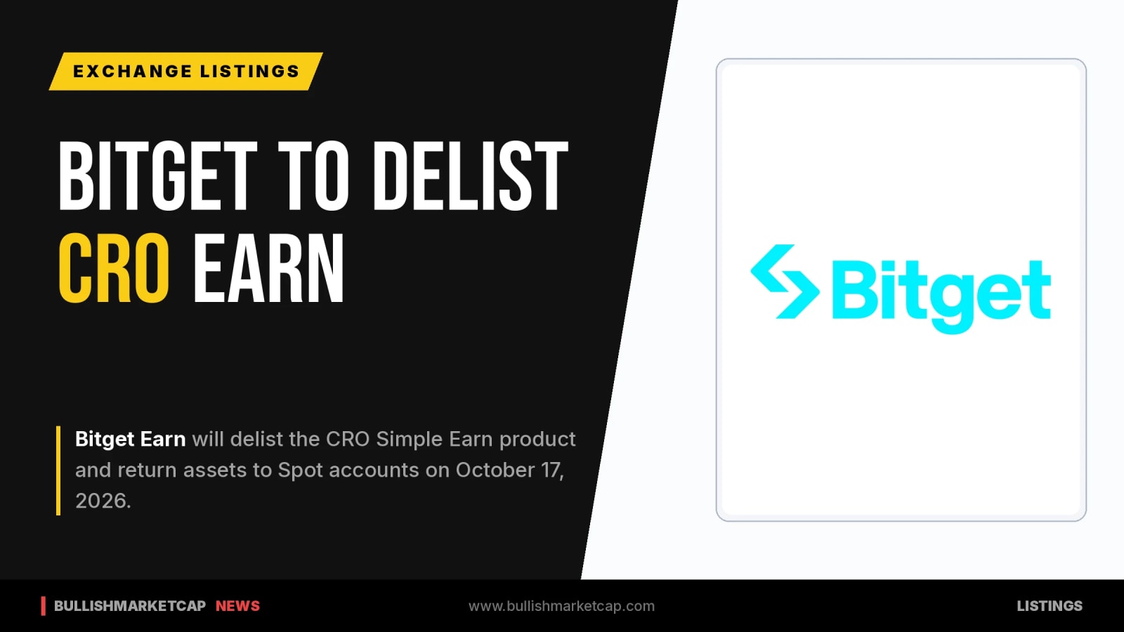 Bitget to Delist CRO Simple Earn Product