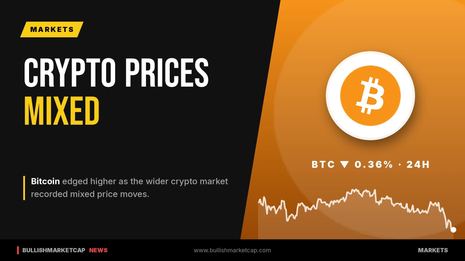 Crypto Market Prices Show Mixed Moves as Bitcoin Edges Higher