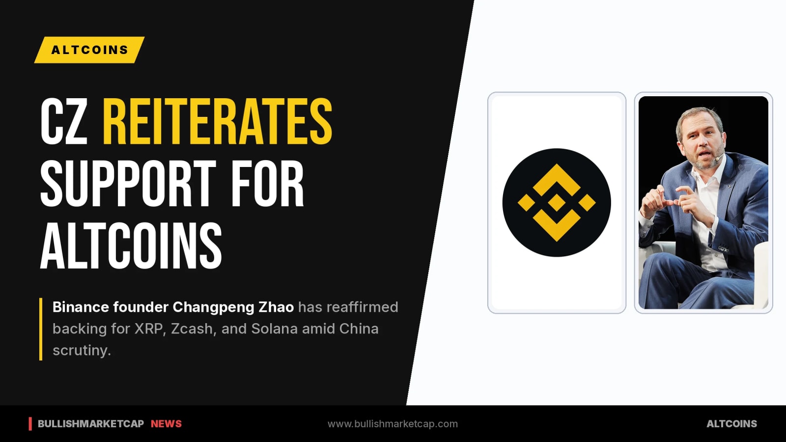 Binance Founder CZ Reiterates Support for XRP, Zcash and Solana