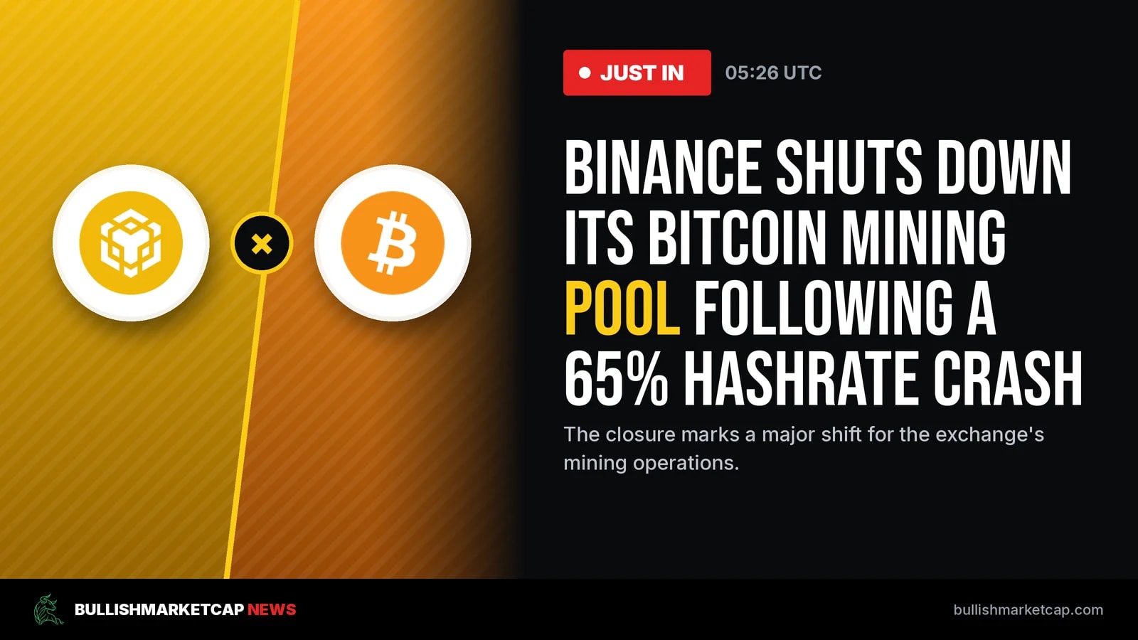 Binance Shutting Down Bitcoin Mining Pool After Hashrate Crash