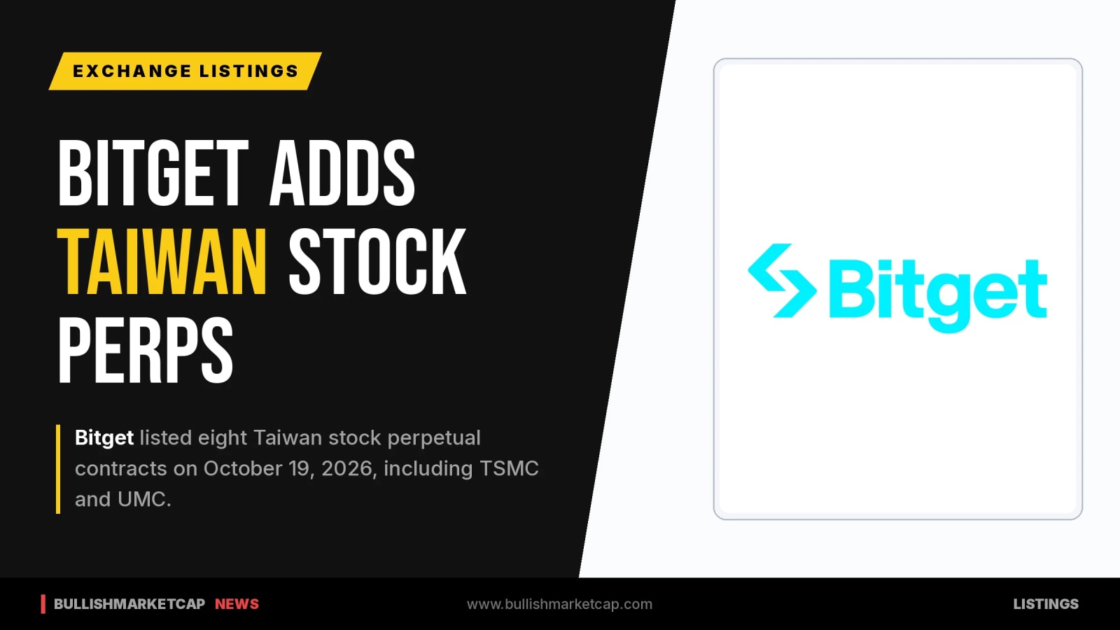 Bitget Lists Eight Taiwan Stock Perpetuals