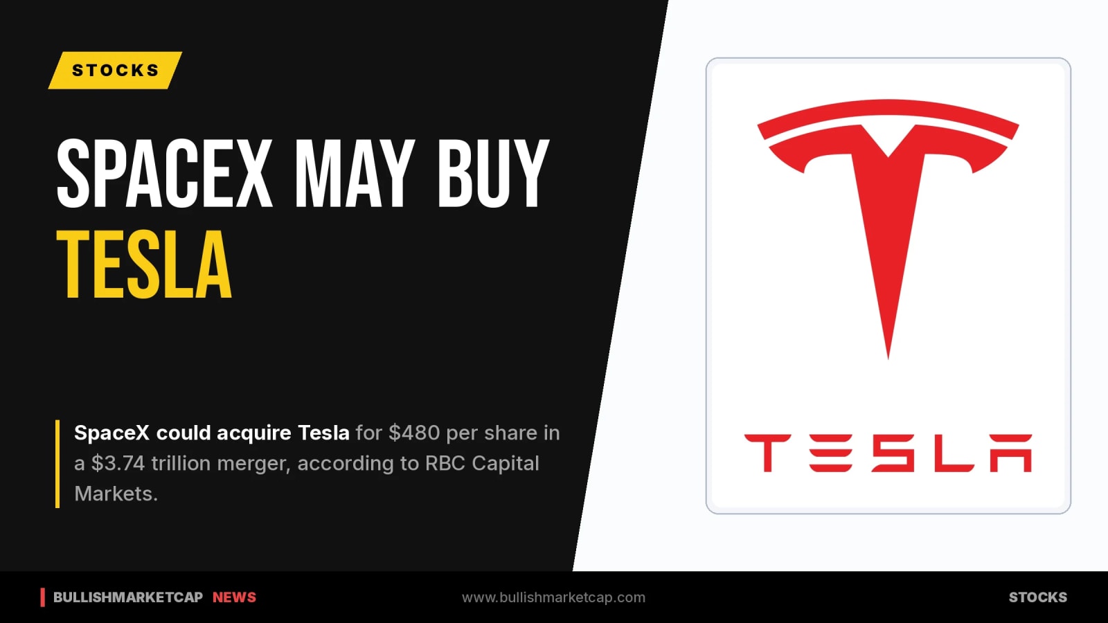 SpaceX Eyes Tesla Merger at $480 Per Share, RBC Says