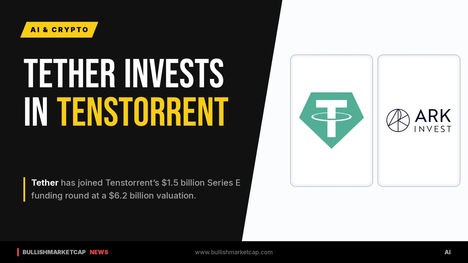 Tether Joins Tenstorrent Series E Round at $6.2B Valuation