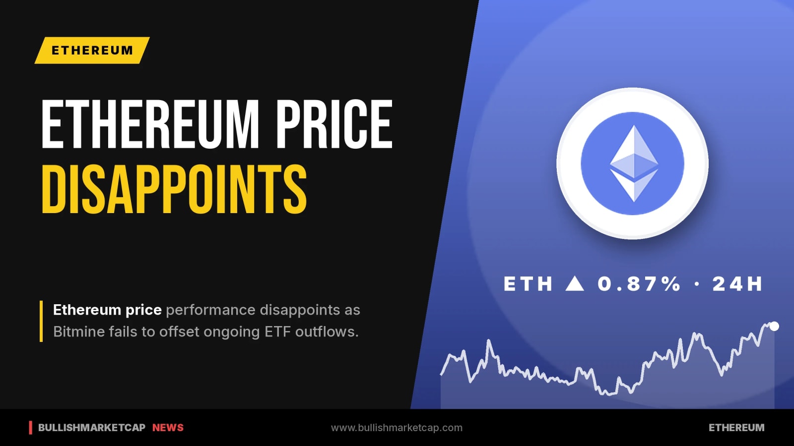 Ethereum Price Disappoints as Bitmine Fails to Offset ETF Exodus