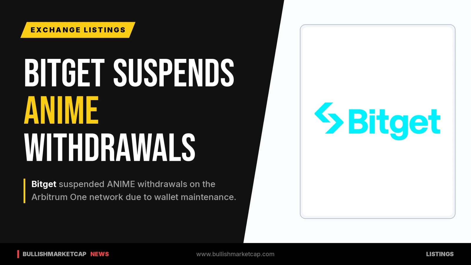 Bitget Suspends ANIME Withdrawals on Arbitrum One