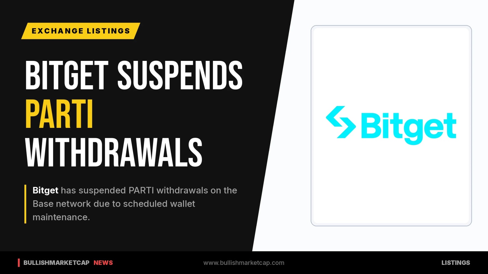 Bitget Suspends PARTI Withdrawals on Base Network