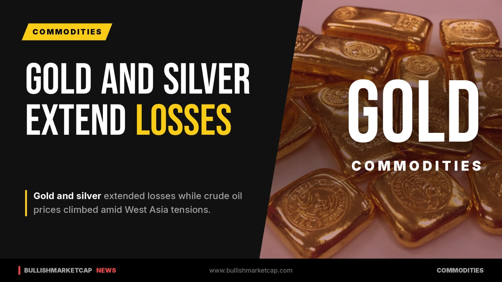 Gold and Silver Extend Losses as Crude Oil Rises