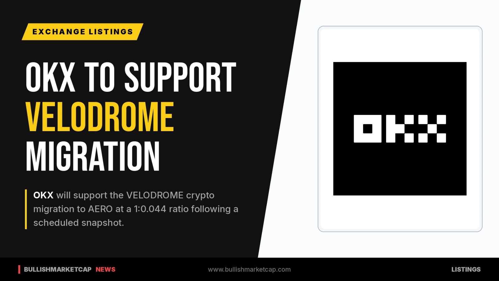 OKX to Support Velodrome Migration to Aero at 1:0.044 Ratio