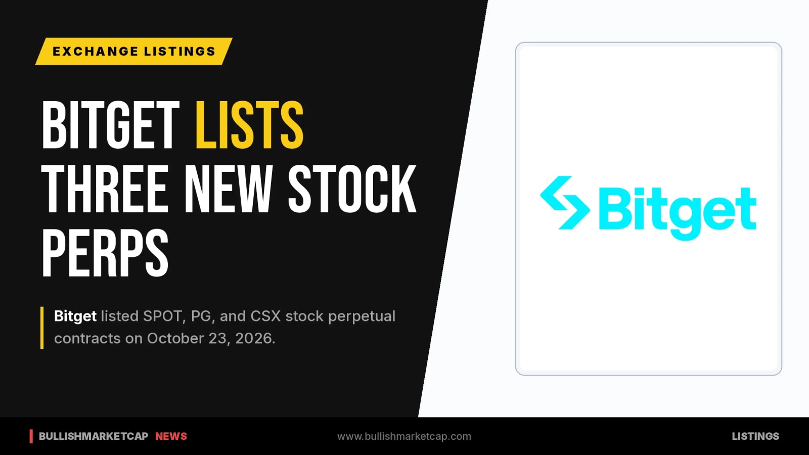 Bitget Lists SPOT, PG And CSX Stock Perps