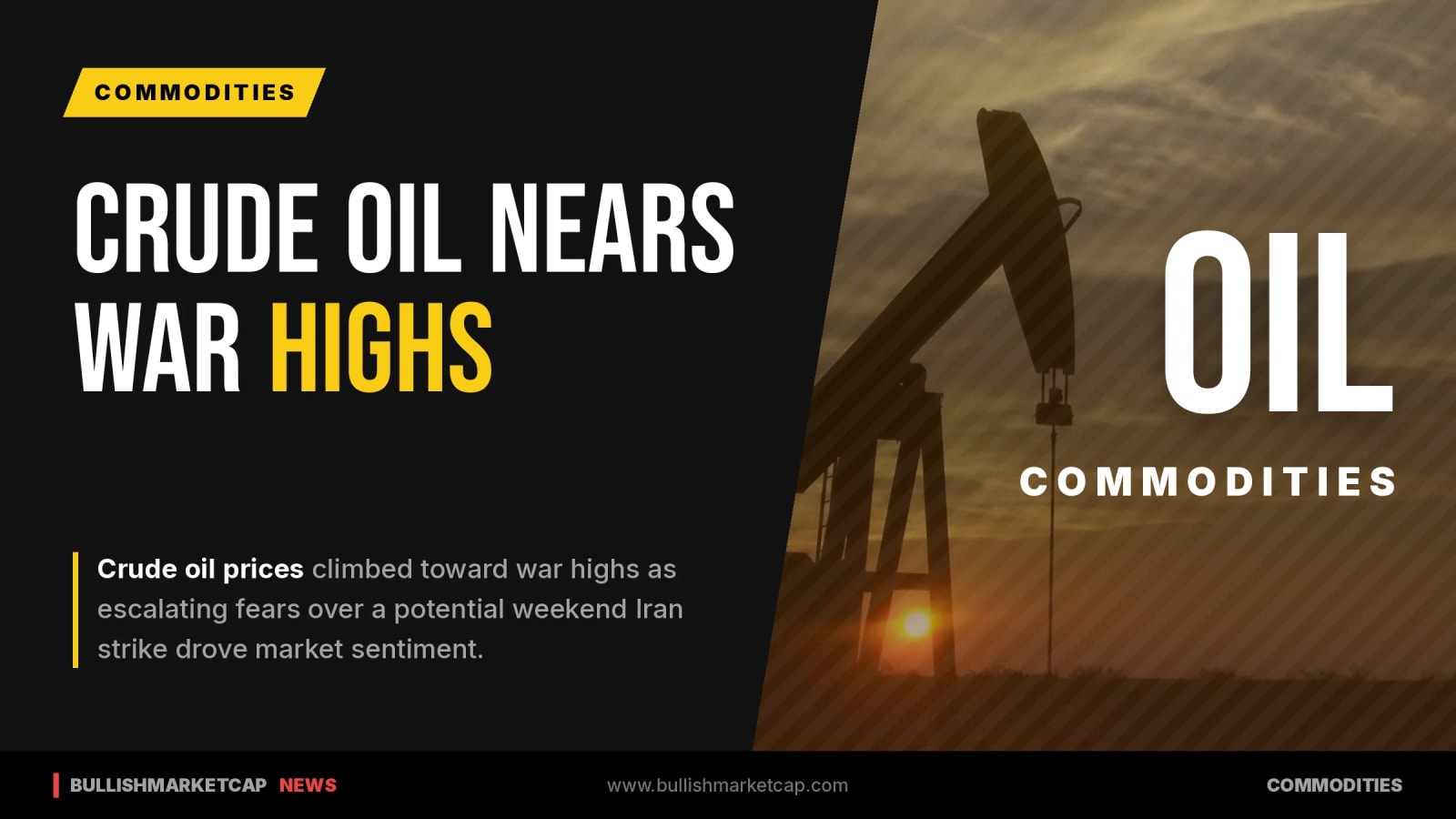 Crude Oil Climbs Toward War Highs on Iran Strike Fears