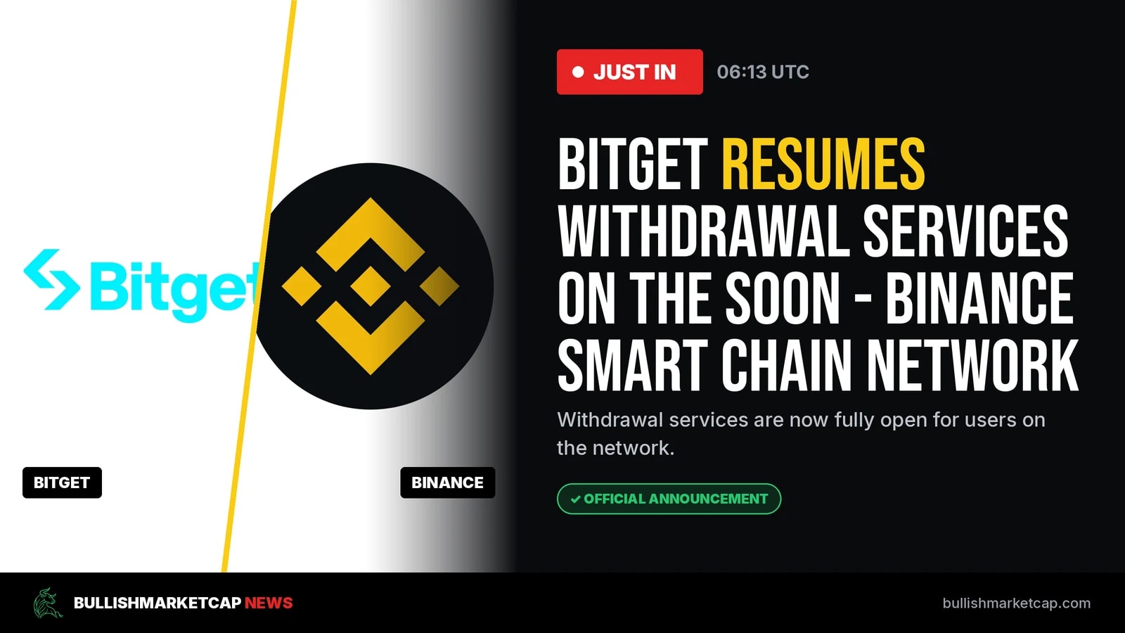 Bitget Resumes Binance Smart Chain Withdrawals