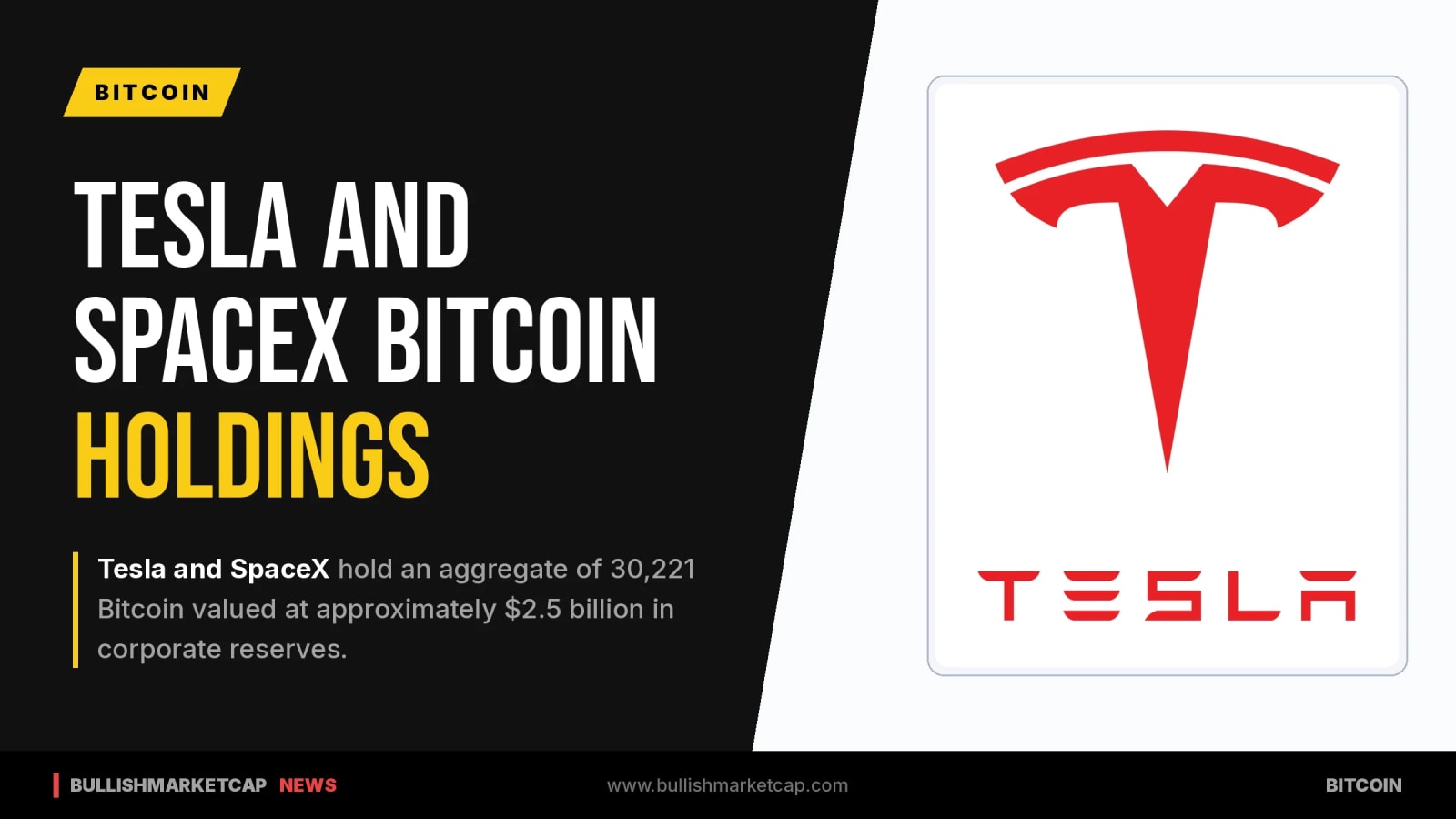 Tesla and SpaceX Hold 30,221 Bitcoin Worth $2.5B