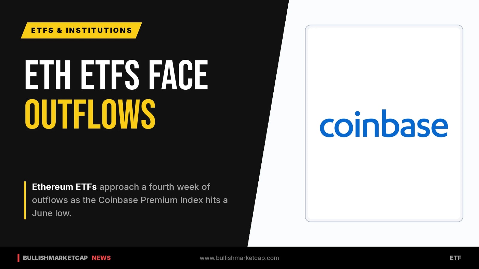 Ethereum ETFs Near Fourth Week of Outflows as Coinbase Premium Drops
