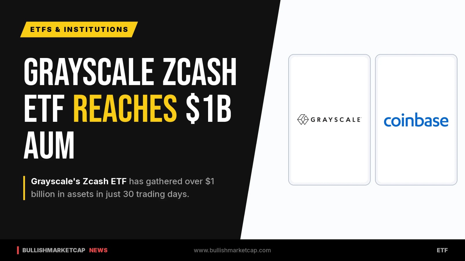Grayscale Zcash ETF Gathers $1 Billion in Assets