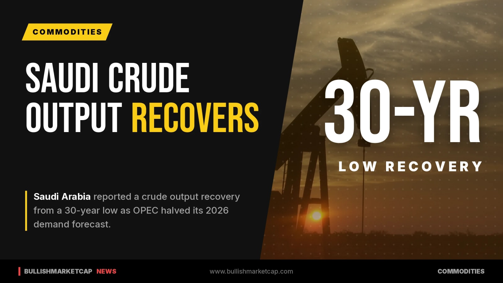 Saudi Arabia Crude Output Recovers from 30-Year Low