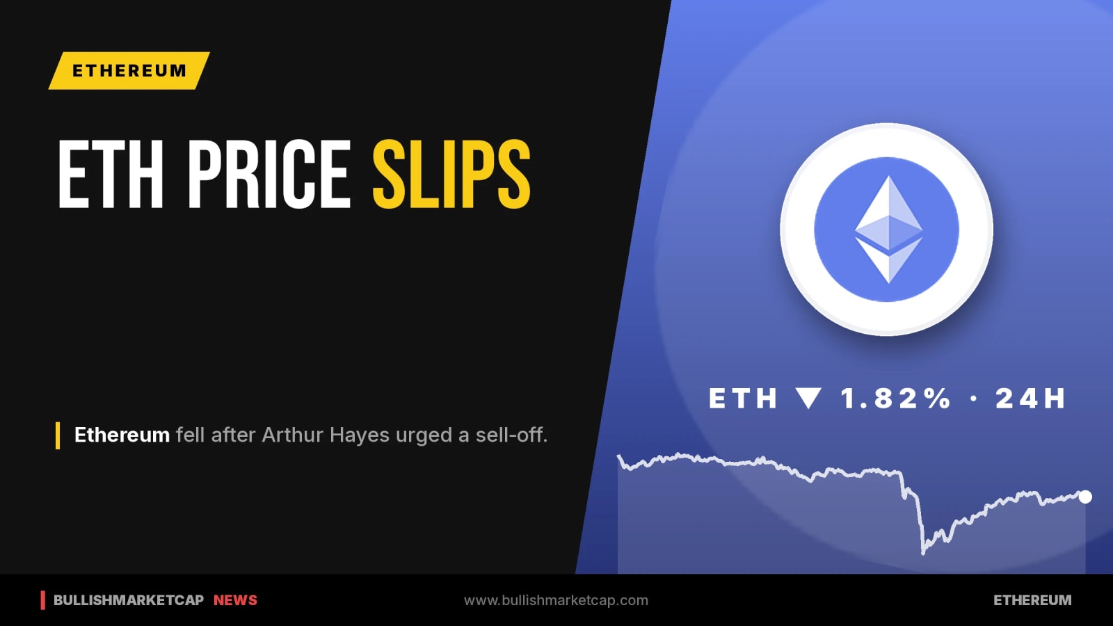 Ethereum Falls After BitMEX Co‑Founder Arthur Hayes Calls for Dump
