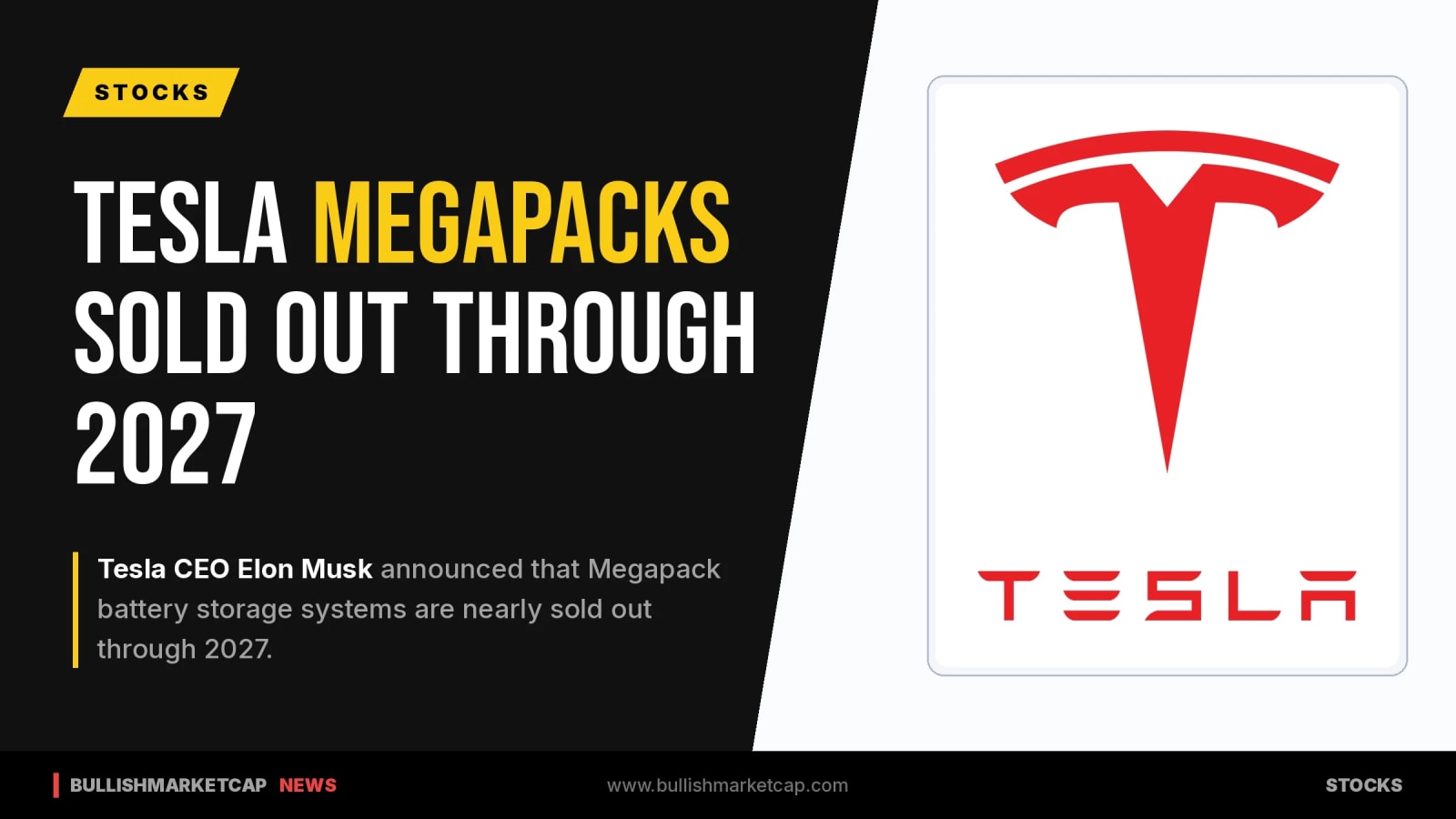 Tesla Says Megapack Battery Systems Nearly Sold Out Through 2027