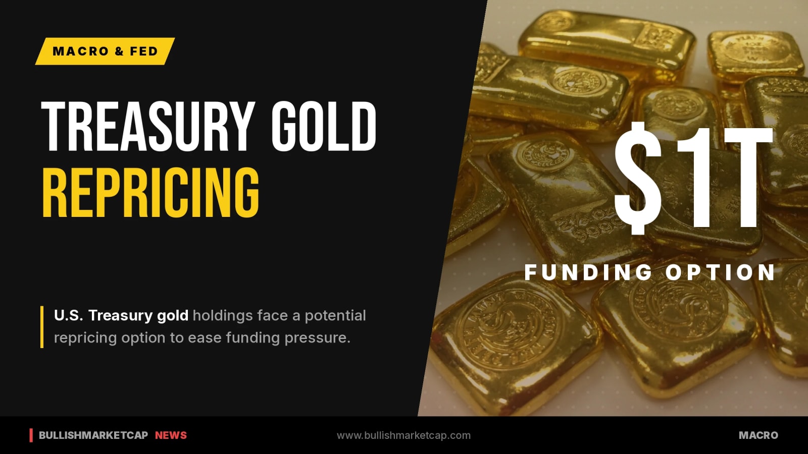Treasury Gold Repricing Proposed as $1 Trillion Funding Option