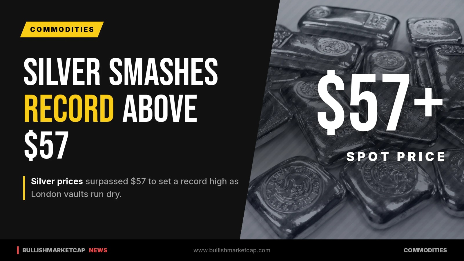 Silver Smashes Record Above $57 as London Vaults Run Dry